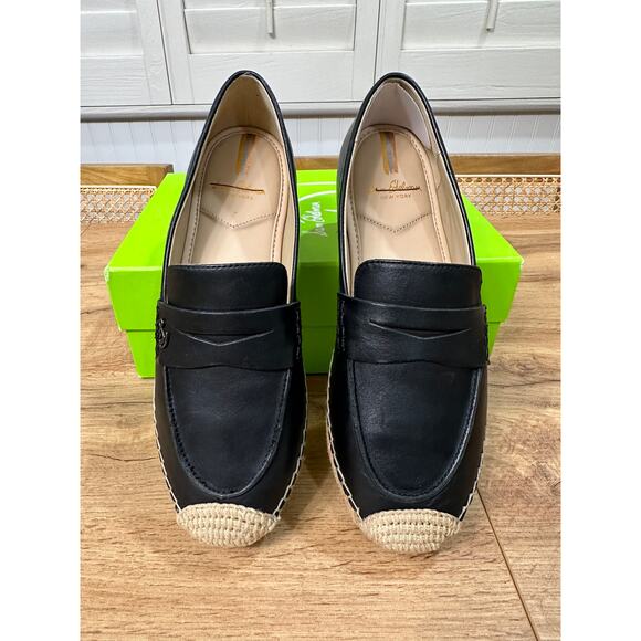 Sam Edelman Kai Espadrille Loafers Black Leather Size 7.5 NIB Casual Summer - Picture 8 of 15